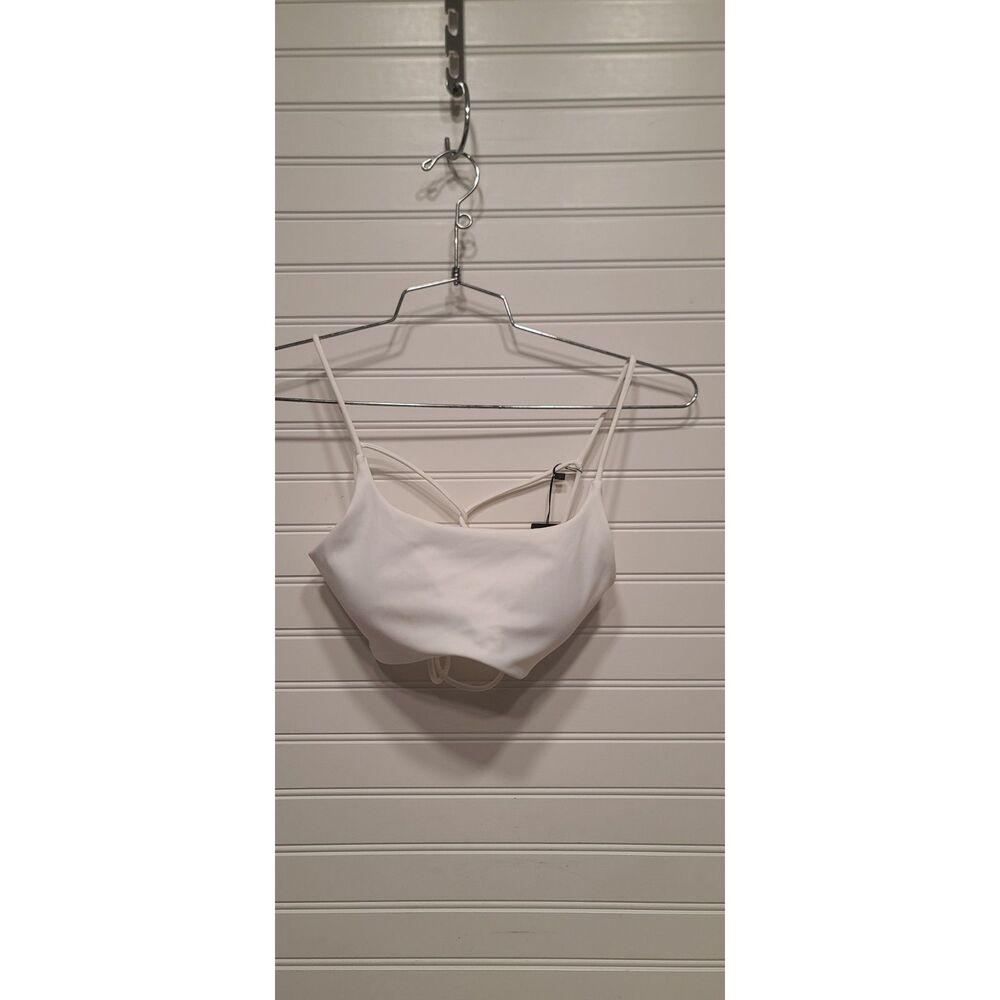 Mooslover White Strappy Athleisure Crop Top/Sports Bra Size M NWT